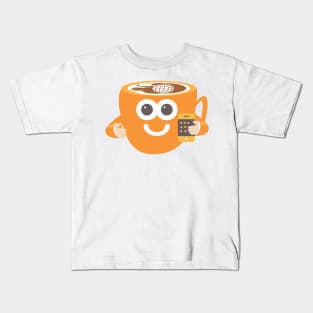 digital coffee cup mascot Kids T-Shirt